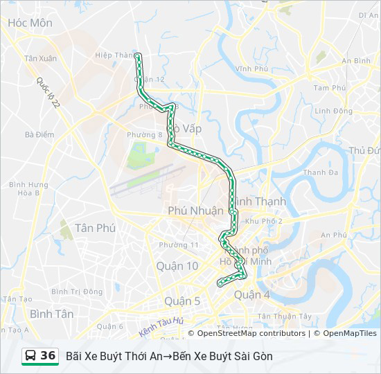 Lộ trình xe buýt 36 Bến Thành đi Thới An [Hồ Chí Minh]